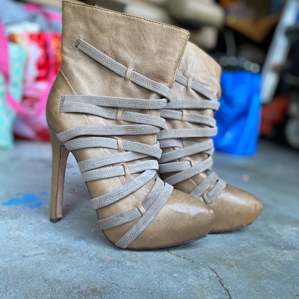 L.A.M.B tan booties